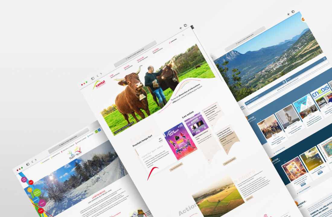 Des écrans des différents sites de mairies créés par WebSenso