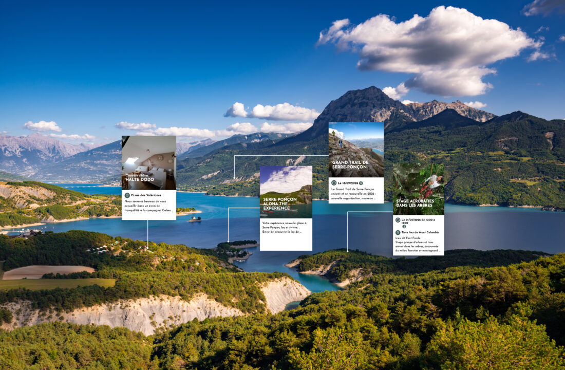 France, Hautes-Alpes (05), Baie-Saint-Michel. Serre-Poncon Lake and Grand Morgon peak in Summer. Durance Valley, European Alps, Provence-Alpes-Cote d'Azur (PACA)